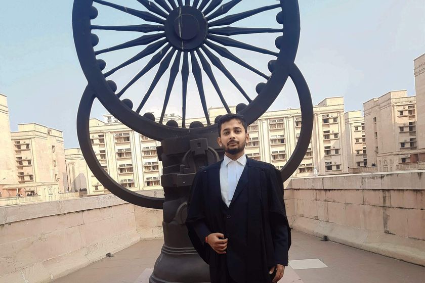 Shivanshu K. Srivastava in robes at the High Court, Lucknow Bench